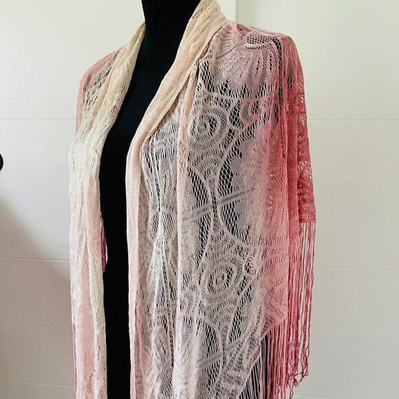 Vintage 70's Hombre Silk Shawl - Picture 2 of 3